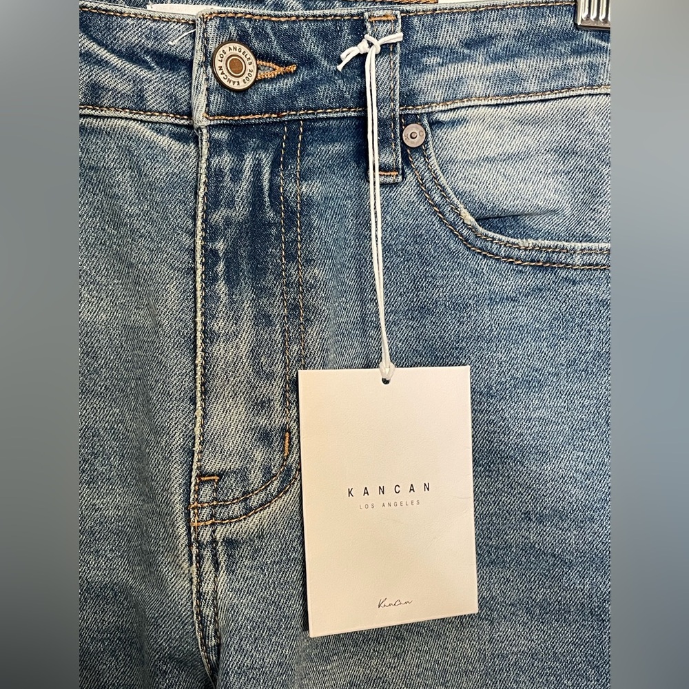 Kancan NWT High Rise Straight Relaxed Fit Jeans Size 3/25 Frayed Hems - Picture 4 of 12